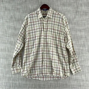 Alan Flusser Size Large 100% Cotton Men's Long Sleeve button Down Shirt 9305